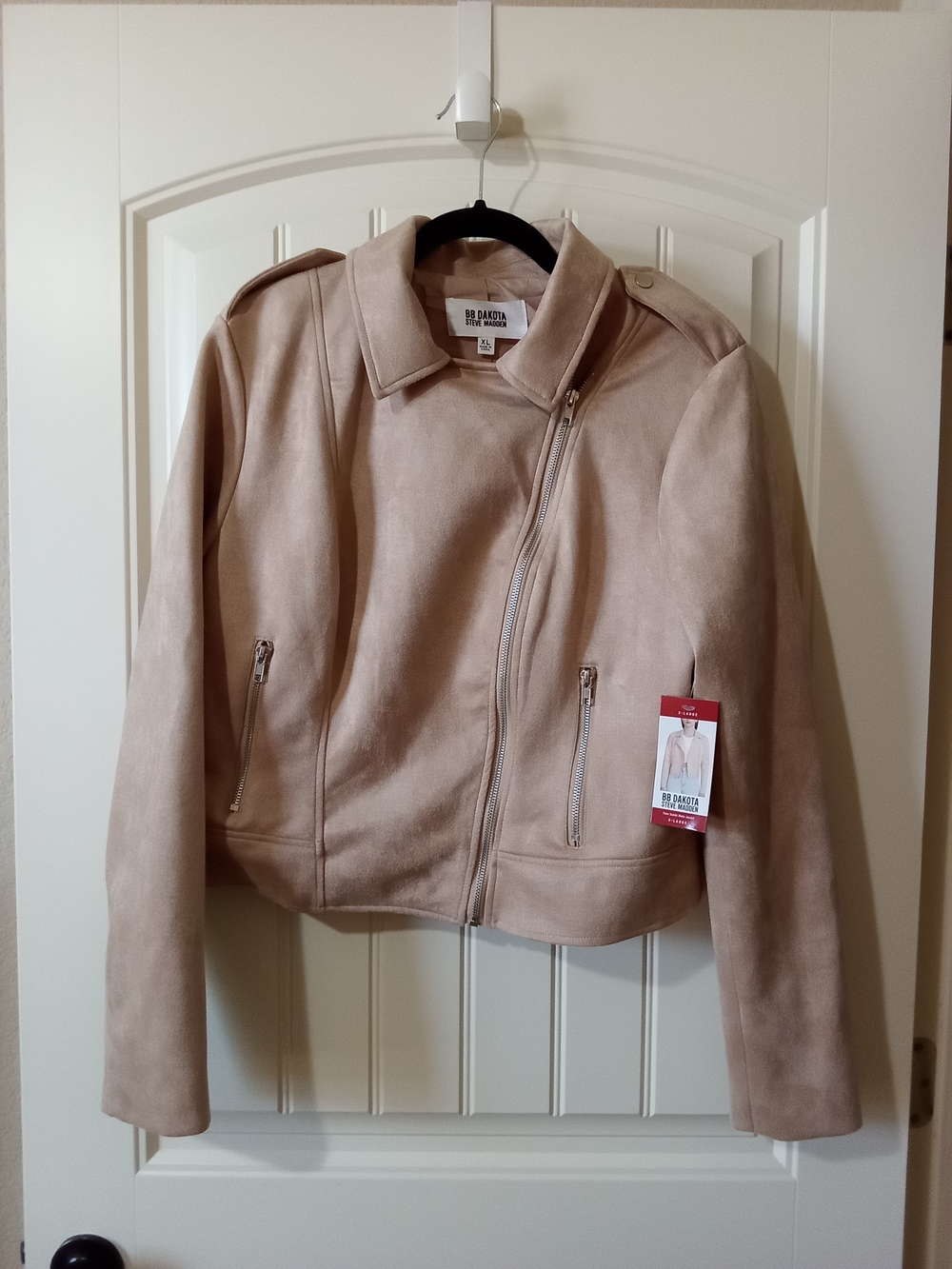 Steve Madden BB Dakota Taupe Suede-Look Moto Jacket Sz XL NWT